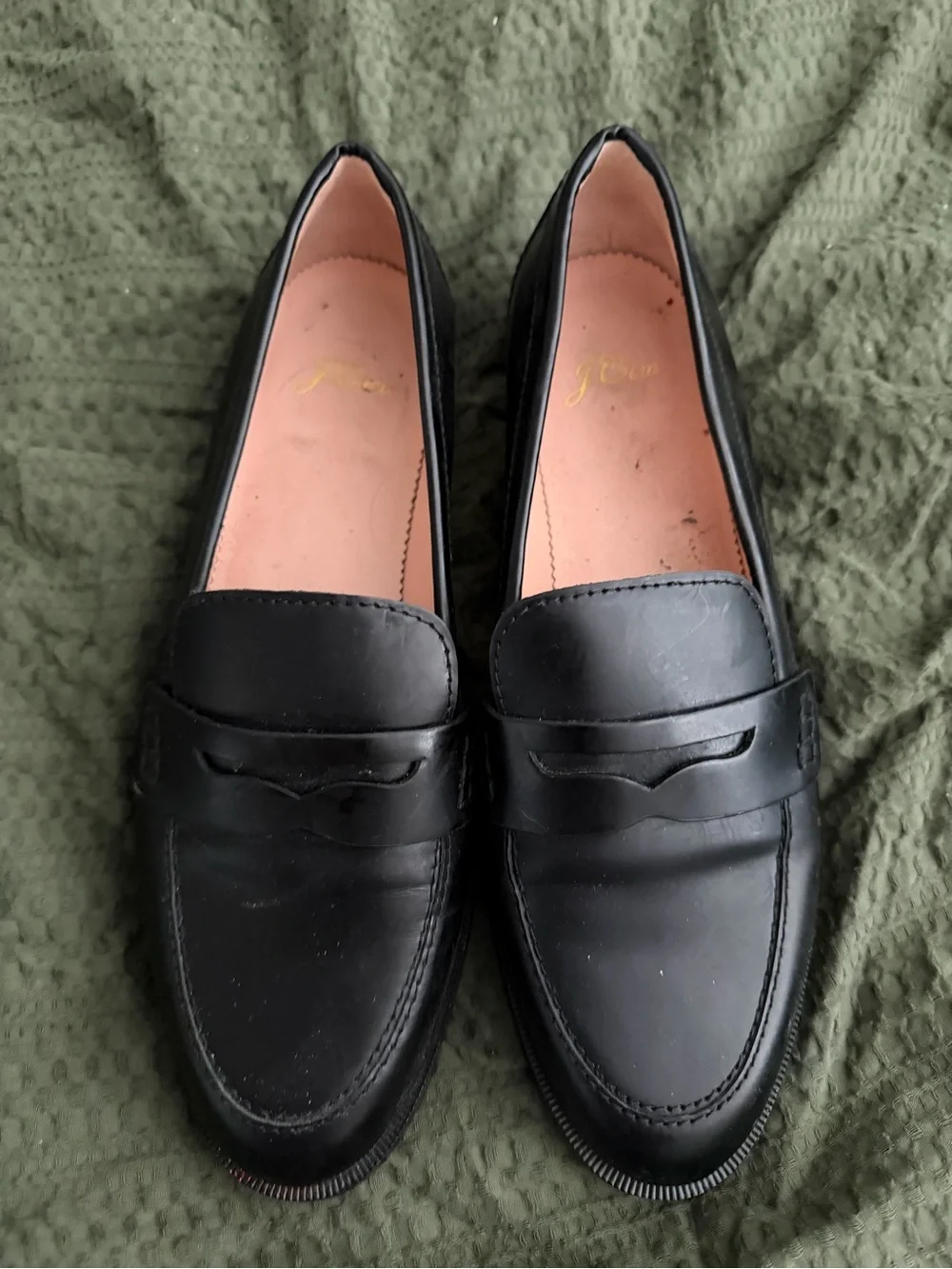 J. Crew Black Leather Penny Loafers - Men